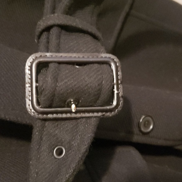 Zara belted button wool trench coat winter black xsmall new - Picture 6 of 7